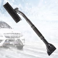1PCS Grattoir de voiture et brosse à neige poteau en aluminium rétractable, brosse à neige de voiture réglable 2 en 1 avec poignée 