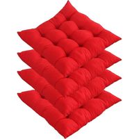 4pcs coussins de chaise de salle à manger avec attaches 40x40cm, coussins de siège carrés doux et confortables antidérapants, rouge