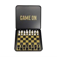 Jeu d'échecs - Mini échiquier magnétique de voyage avec coffret de transport en aluminium - Noir et doré IAGGO