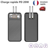 Weuiortn®25000mAh Batterie Externe Portable Mode Lcd Power Bank Avec 2 Lignes DonnéEs Convient Tous Les TéLéPhones Mobiles(Noir)
