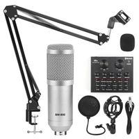 Microphone,Kit de carte son BM 800 pour Studio, Microphone à condensateur, PC, micro, Podcast, jeu, karaoké - Silver kits 3