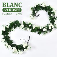 JANZDIYS-4 Pcs 240 CM Guirlande de Fleurs-69 Rose Artificielles-Simulation Rose Fleurs-Mariage,Fête, Maison,Décoration de Jardin