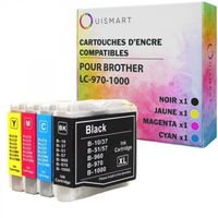 Ouismart® 4 Cartouches D'Encre Compatible Pour Brother Lc-1000 Lc-970 Pour Dcp-130C Dcp-135C Dcp-150C Dcp-350C Dcp-357C Mfc-235C