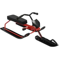 SKIBOB - VELO SKI - Vélo de ski pour enfants et adultes - avec pédale antidérapante - noir + rouge - jusqu'à 80 kg