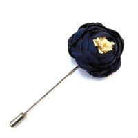 Epingle à chapeau et étoles - broche fibule fleur bleu marine - RC005108