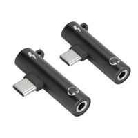 LAN - Adaptateur audio 2pcs USB C vers 3,5 mm 2 en 1 charge audio USB C vers prise audio ABS USB C vers AudioJack -noir