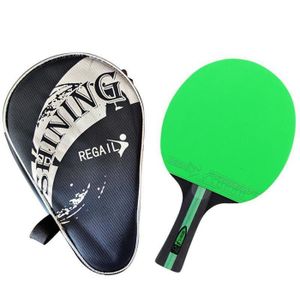 RAQUETTE TENNIS DE T. Raquette de tennis de table professionnelle avec éponge en carbone,raquette de ping-pong avec sac,bleu,vert,jaune- Green[C1154]