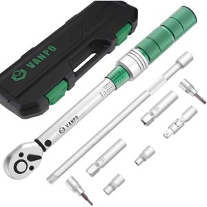 Clé Dynamométrique VANPO 1/2” – 20-220 Nm, Kit Avec Rallonges Et Adaptateur