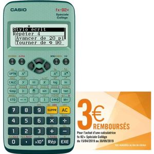 Casio FX92 College 2D+ Poche Calculatrice Scientifique Vert