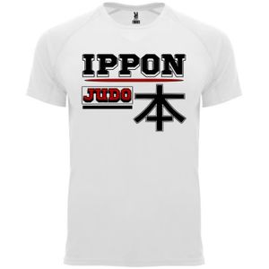 T-SHIRT MAILLOT DE SPORT T-shirt Judo Homme IPPON Calligraphie France Japon - Blanc - Manches Courtes - Tailles S à XXL