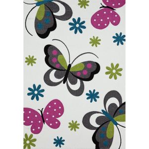 Enfants TapEnfants Tapis Papillon Cr/ème Roseis Papillon Cr/ème Rose Dimension:80x150 cm