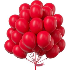 BALLON DÉCORATIF  Lot de 50 ballons rouges de 12 pouces avec ruban c