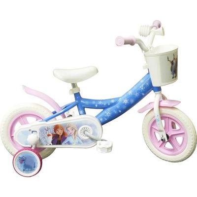 Velo enfant 10 Fille Reine des Neiges Frozen 2 stabilisateurs amovibles garde boues et panier avant Cdiscount Sport