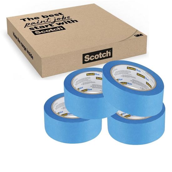 Lot De 4 Rubans De Masquage Bleu Multi-Surfaces 25mm X 50m - Résistant UV Extérieur Intérieur