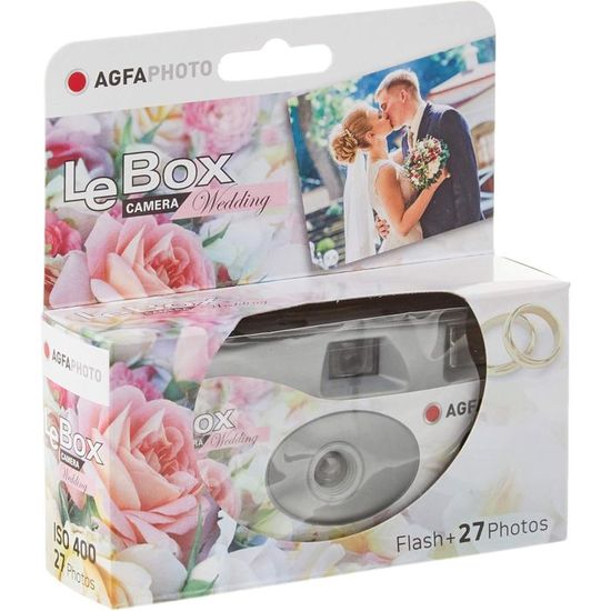 AGFA PHOTO 601020 - Appareil Photo Jetable LeBox Flash, 27 photos, Objectif Optique 31 mm - Gris et Rouge - Appareil photo compact - Achat & prix