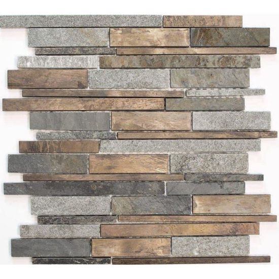 Mosaïque Marbre Composite Mosani - Gris/Blanc/Crème/Miel - Carrelage Mural 305x305 Mm - Neuf