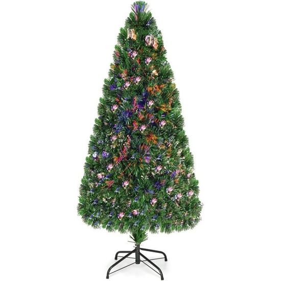 GOPLUS Sapin de Noël Artificiel Fibre Optique 180CM avec Socle