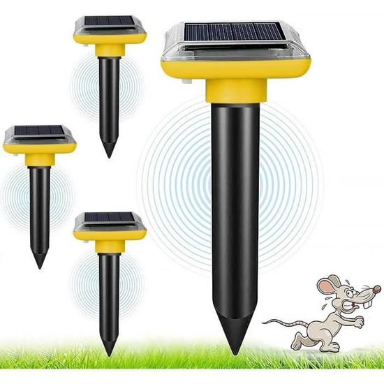 Lot De 4 Répulsif Taupe Solaire à Ultrason - Repousse Taupes, Campagnols, Serpents Et Lézards - Protection Efficace Pelouses Et Jardins
