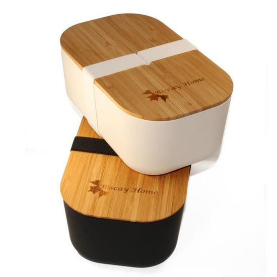 2 Boîtes d déjeuner de style japonais avec couvercle en bois, tendance et design, Boîte Bento, sans BPA, écologique, voyage, travail
