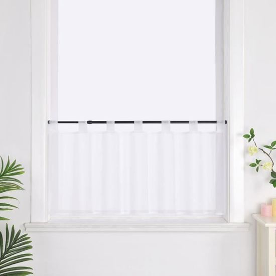 Rideau Brise-bise Selina En Voile Transparent - Motif Fleurs Brodé, Dimensions 45 X 120 Cm, Couleur Sable - 6