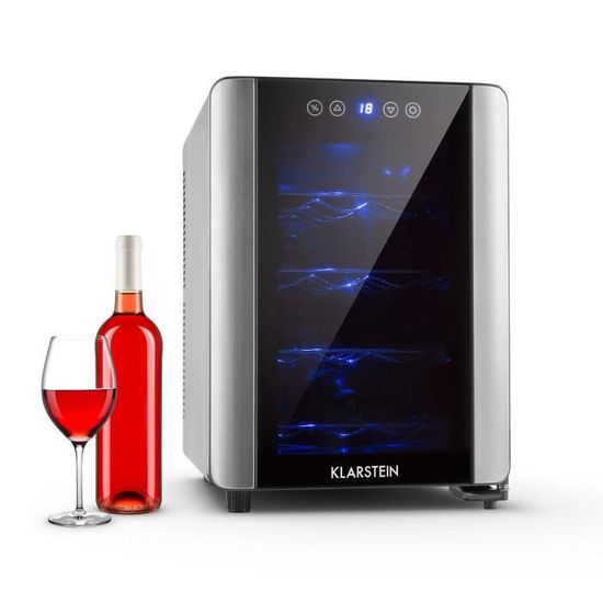 Klarstein Vinovista - cave à vin de 33 L pour 12 bouteilles - design moderne (classe A, effets de lumière LED bleue)