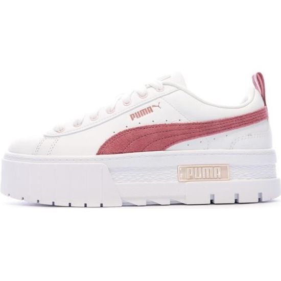 Baskets a Plateformes Blanches Femme Puma Mayze Blanc Cdiscount Chaussures