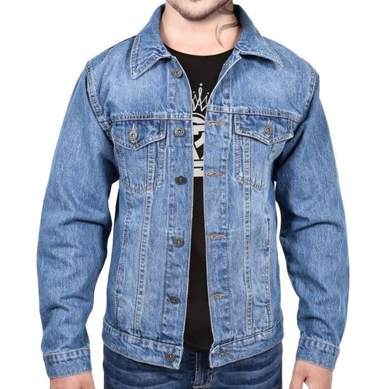 Homme Veste Mode Denim Veste Jean Bleu Clair Manches Longues Manteau Pour Hommes S M L XL XXL Light blue Cdiscount Pret a Porter