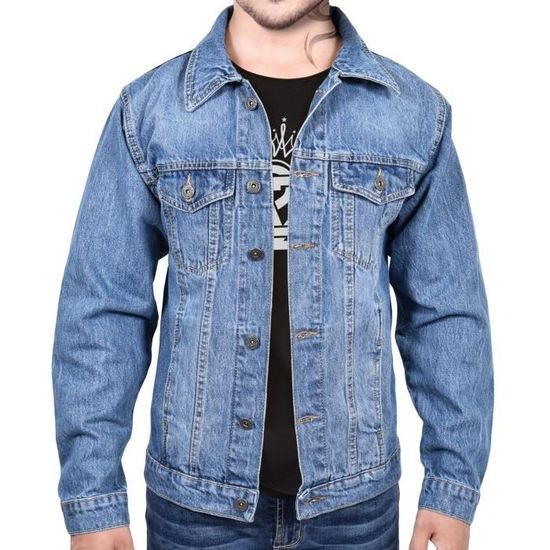 Homme Veste Mode Denim Veste Jean Bleu Clair Manches Longues Manteau Pour Hommes S-M-L-XL-XXL