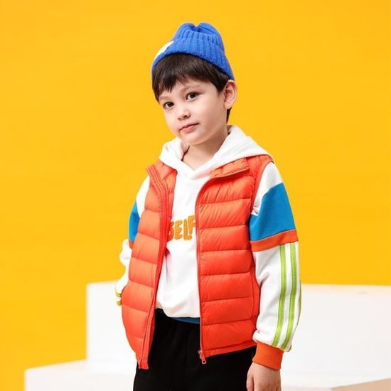 Doudoune sans manche enfant ECELEN Poids leger Duvet de canard 4 15 ans Orange Cdiscount Pret a Porter