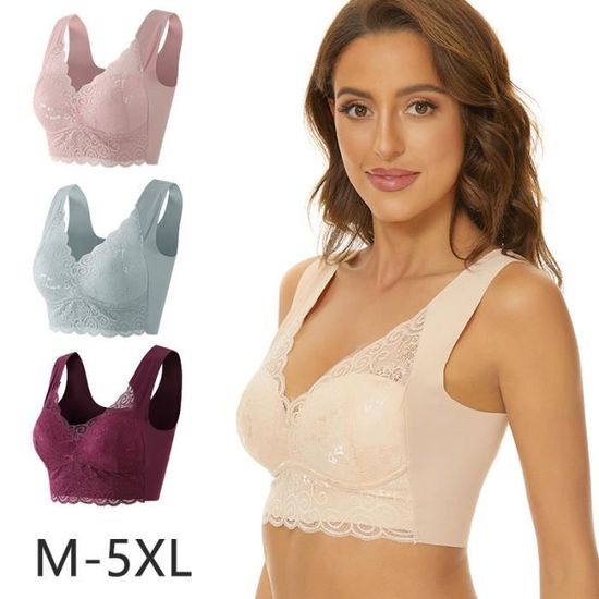 Lot De 3 Grands Soutiens-Gorge De Sport Sans Couture Pour Femme - Push-Up Doux Et Respirant
