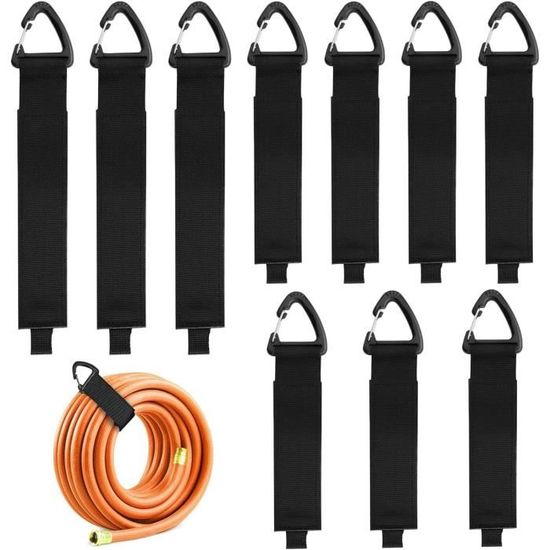 Organisateur De Cordon D'extension Jardin - Boucle Sangle Robuste Noire Pour Ranger Rallonges Et Câbles