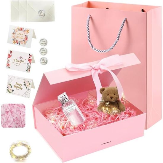 Boîte Cadeau Pliable - Emballage Plat Pour Cadeaux De Noël, Anniversaire, Anniversaire De Mariage Ou Mariage - XL - 38 X 29 X 13 Cm (blanc