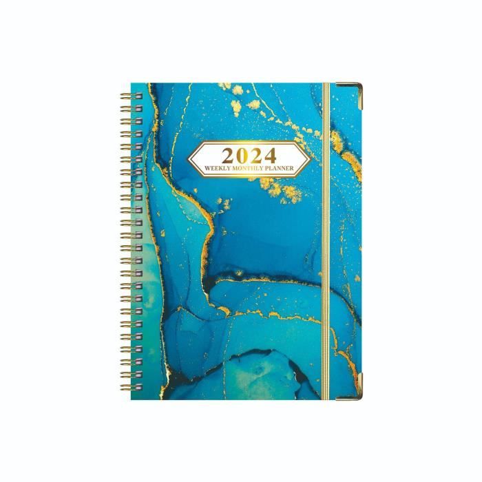 Agenda 2024 Semainier A5,Jan à Déc,Onglets Mensuel, Poche,Pages de