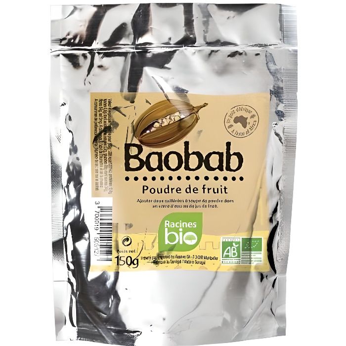 a poudre de baobab est un superaliment qui peut être additionnée à de l’eau, du jus de fruit ou un yaourt.
