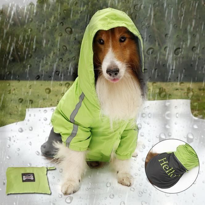 Vêtements de pluie pour chien Vestes manteau imperméable pour chiens gratuit avec l'ensemble Cap Vert L2animaux G2834D