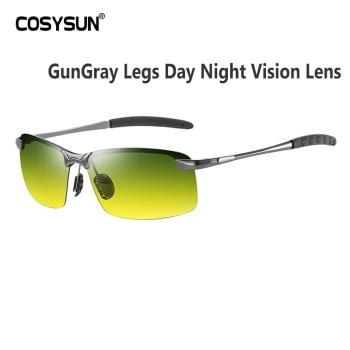 Lunettes de Soleil,Lunettes de Vision nocturne pour conducteur Lunettes de soleil polarisées HD pour la - Type GunLeg Day-Night