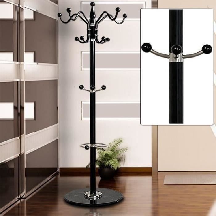 Porte-manteaux noir avec Support parapluie socle en marbre