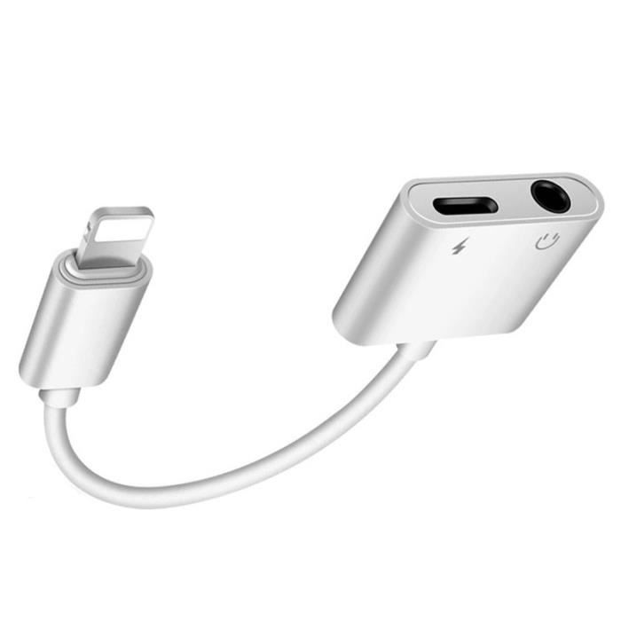 Adaptateur jack audio 2 en 1 et connecteur de charge pour iPhone, éclairage à 3,5 mm, convertisseur d'écouteu