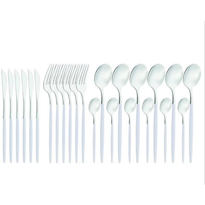 Services de table,24 Pièces-ensemble Noir Mat Couverts Ensemble En Acier Inoxydable Vaisselle Set Couteau Fourchette - Type 24P-11