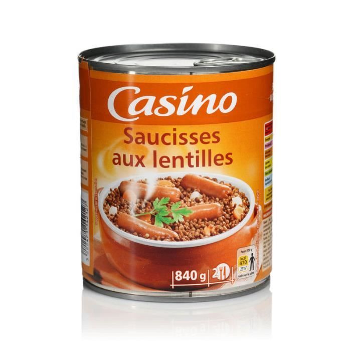 CASINO Saucisses aux lentilles 840g