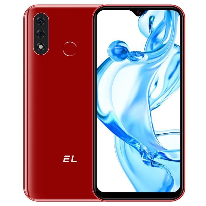 Téléphone portable EL-D60 Pro 4G Android 10.0 HD 6.1- Écran Goutte d'eau 32Go ROM 4080mAh débloqué moins cher Rouge