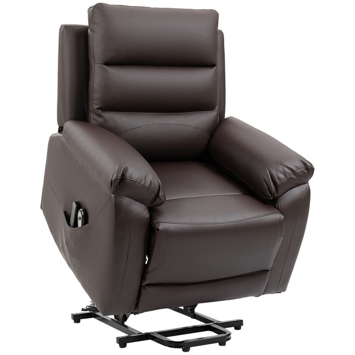 Fauteuil de massage fauteuil releveur électrique inclinaison réglable repose-pied ajustable PU chocolat 91x86x101cm Marron