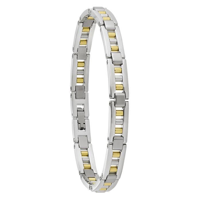 Jourdan Bijoux - Bracelet homme - MB834H - Acier poli - Bicolore