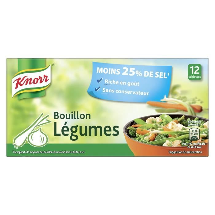 KNORR Bouillon Cube Légumes Réduit en Sel 12 cubes - 109 g