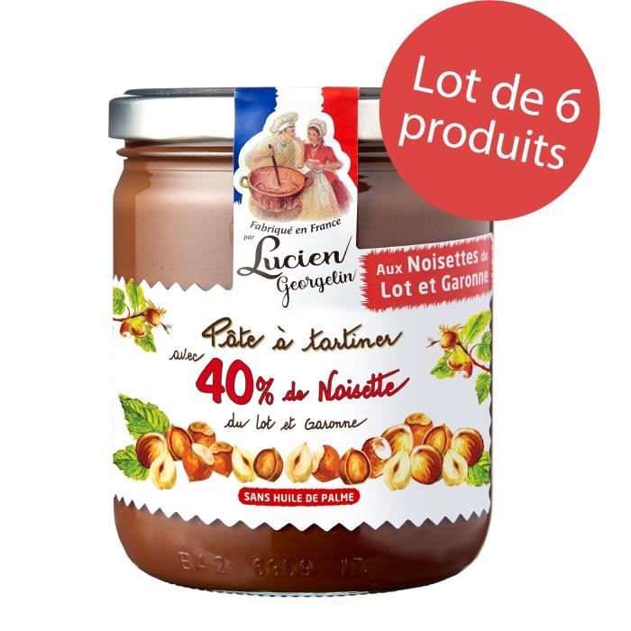 LOT 6 x Pâte à tartiner aux 40% de noisettes du Lot-et-Garonne et cacao - 400g