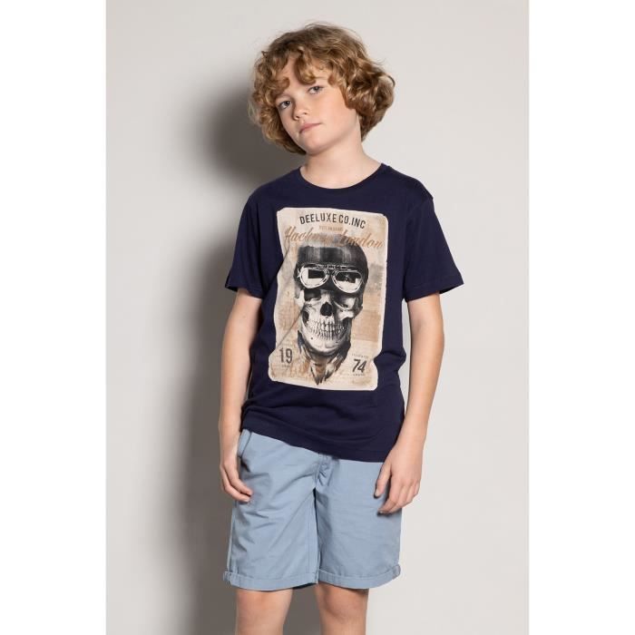 DEELUXE T-shirt photo tête de mort CLEM Navy