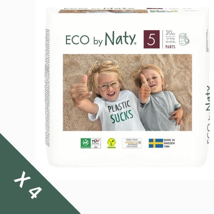 NATY - Lot de 4 paquets de Culottes d'apprentissage Taille 5 Junior 12-18 kg 80pcs