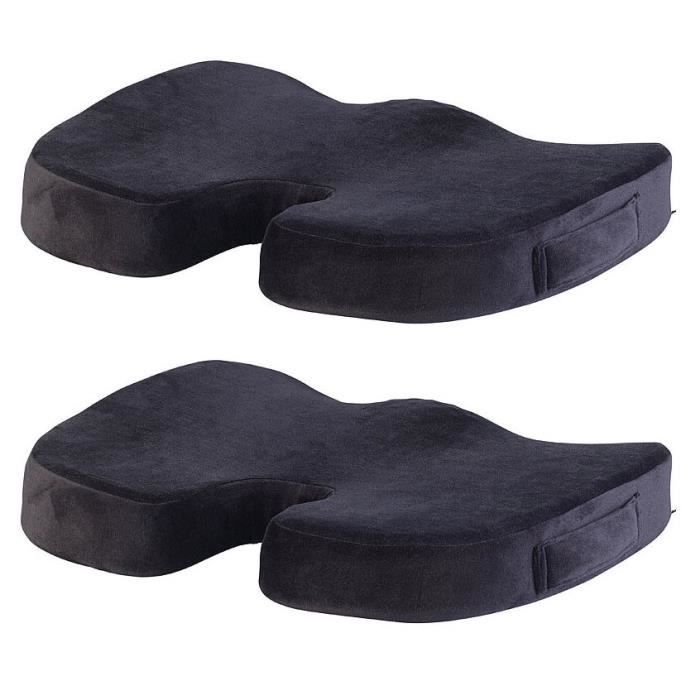2 coussins d'assise à mémoire de forme avec gel et revêtement antidérapant
