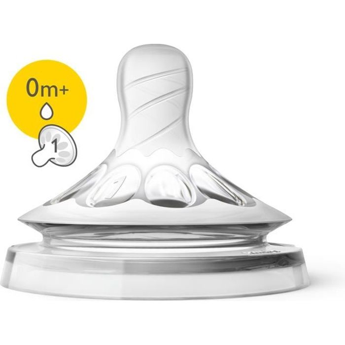 PHILIPS AVENT SCF041/27 Lot de 2 tétines Natural - 0 mois et plus - Débit nouveau-né