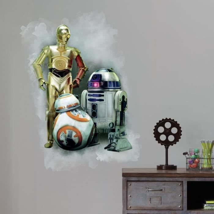 Stickers STAR WARS VII R2D2, CP30, BB-8 GRAPHIC Géant Roommates Repositionnables